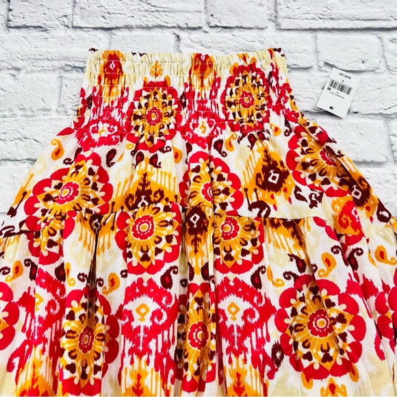 Ophelia Roe Skirt BOHO Womans Size Small Pink and Orange Smocked A-Line Maxi - Picture 2 of 9